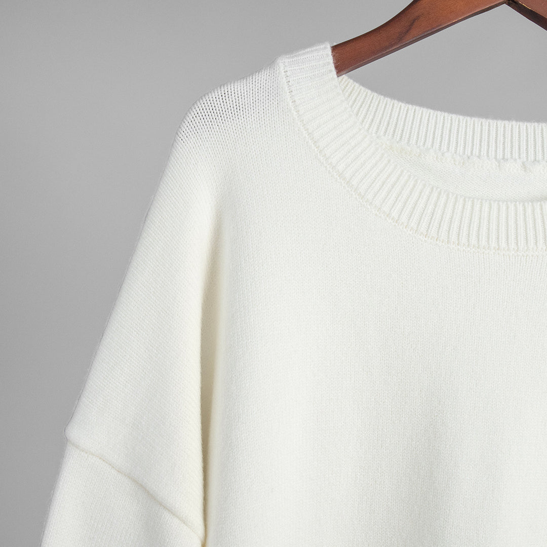 White High Neck Oversized Solid Sweater