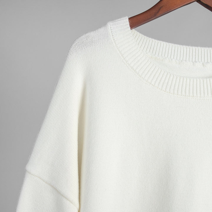 White High Neck Oversized Solid Sweater