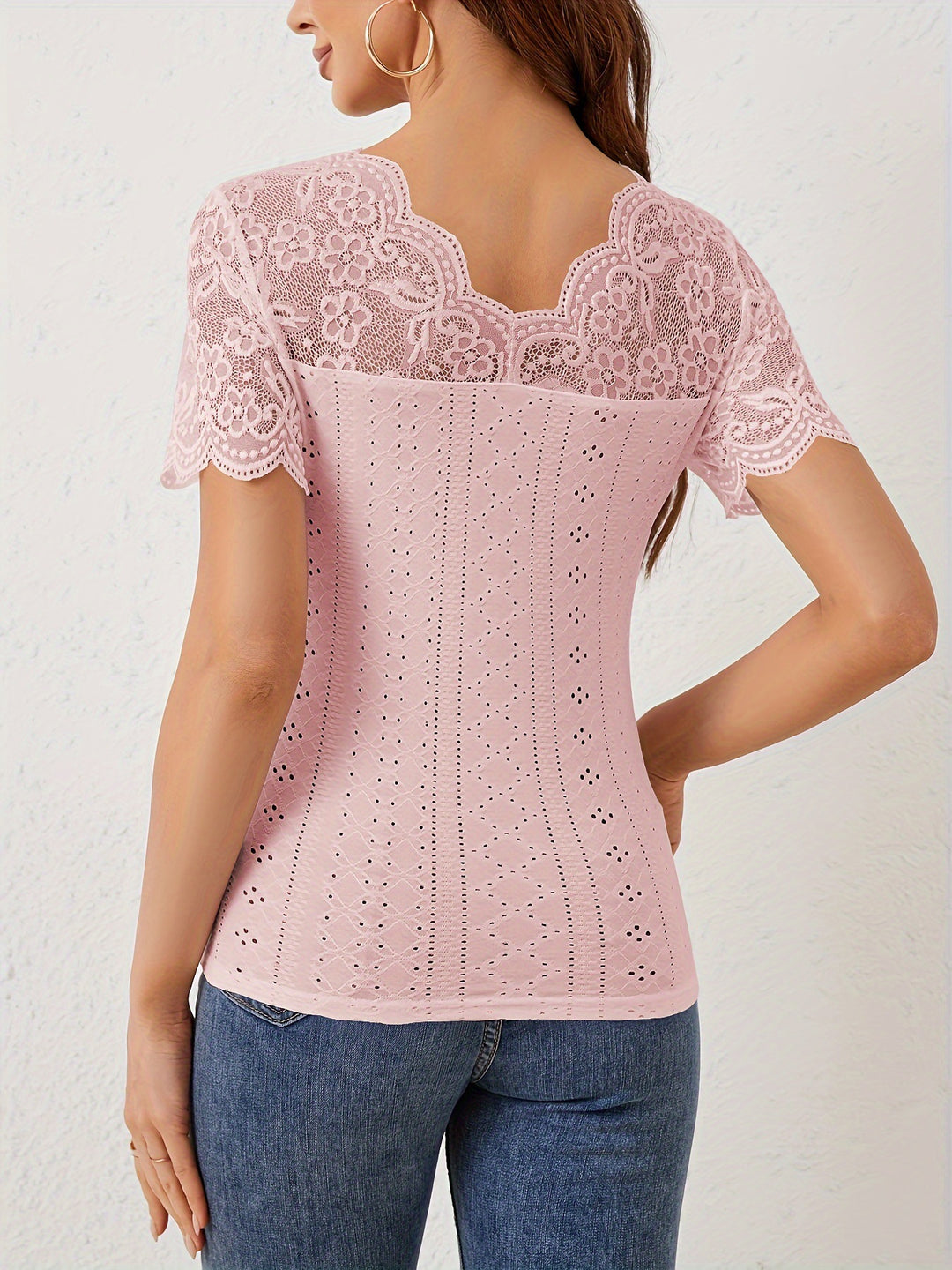 Pink Short Mesh Sleeve Top