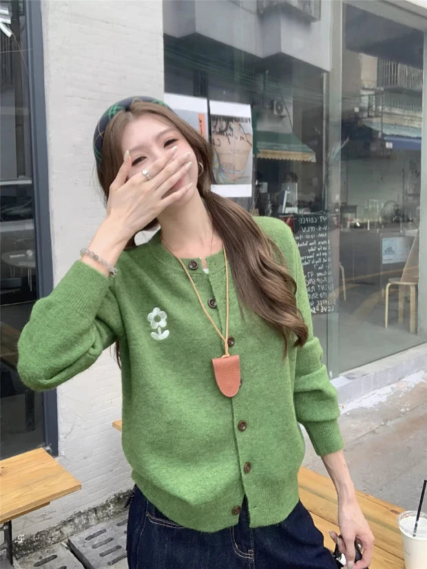 Olive Full Sleeve Front Buttoned Cardigan