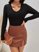 Black Plunge Neck With Metal Trim Strap Top