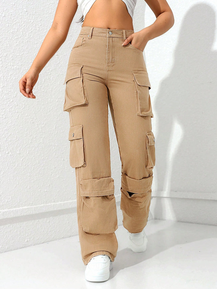 Beige Coloured Utilitarian Denims