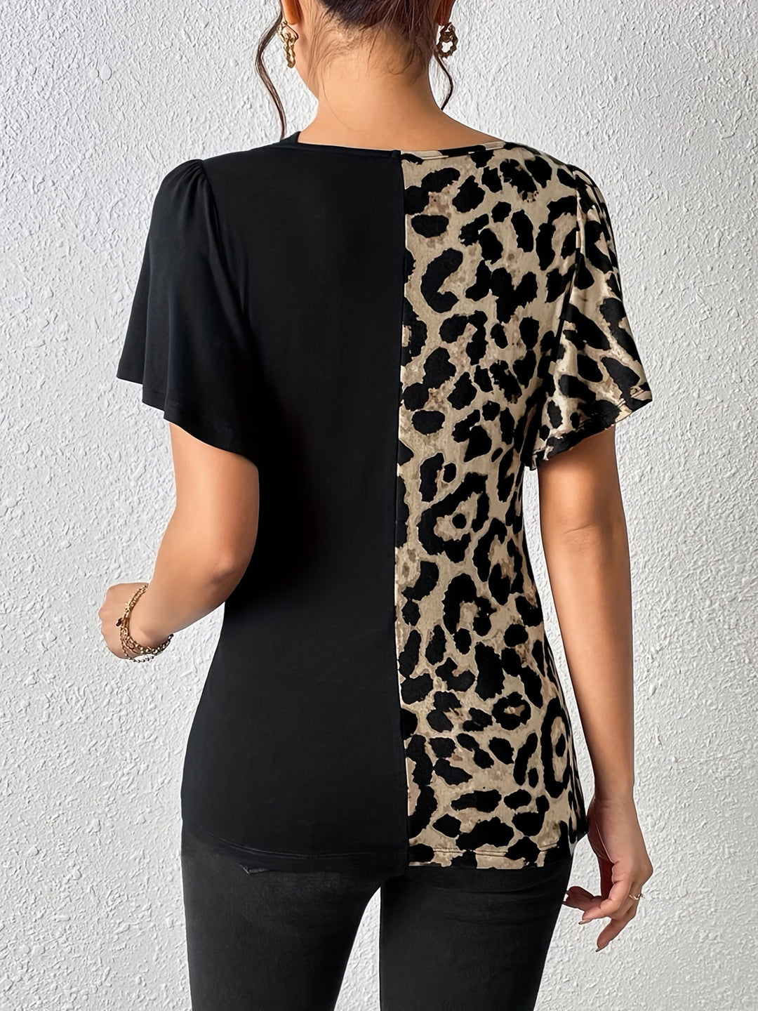 Black Butterfly Sleeve Neck Detail Top