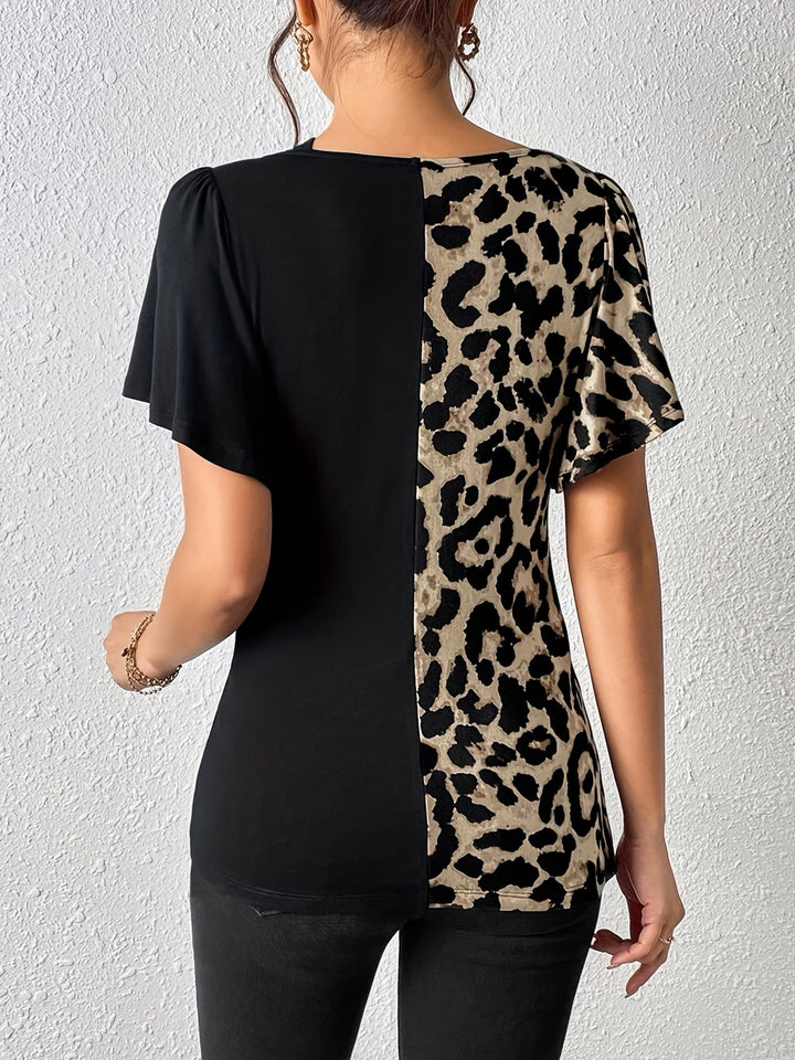 Black Butterfly Sleeve Neck Detail Top