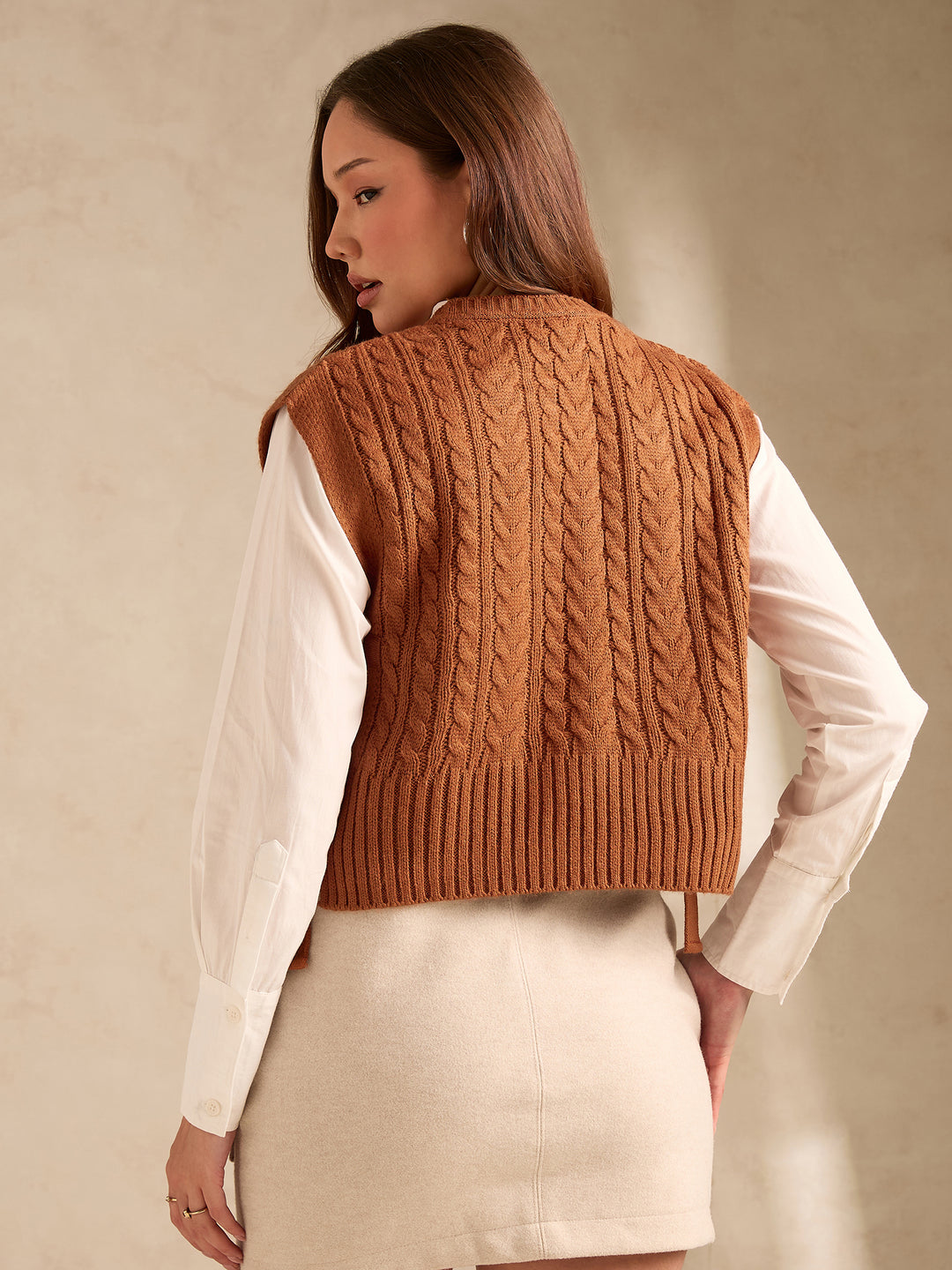 Rust Chunky Cable Knit Sweater