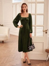 Olive Bustier Velour Dress