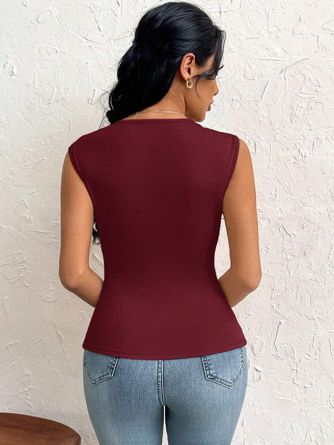 Red Sleeveless Cut-Out Detail Dress