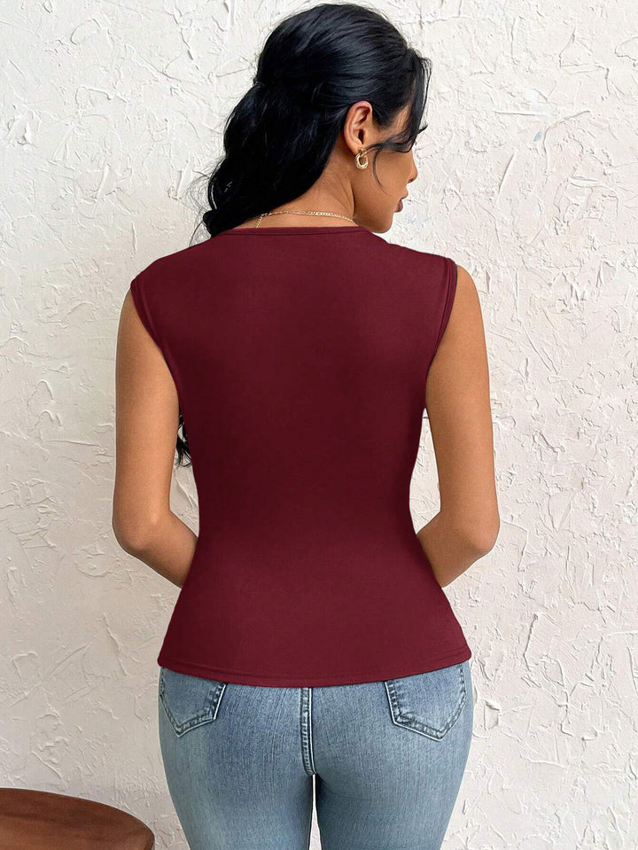 Red Sleeveless Cut-Out Detail Dress