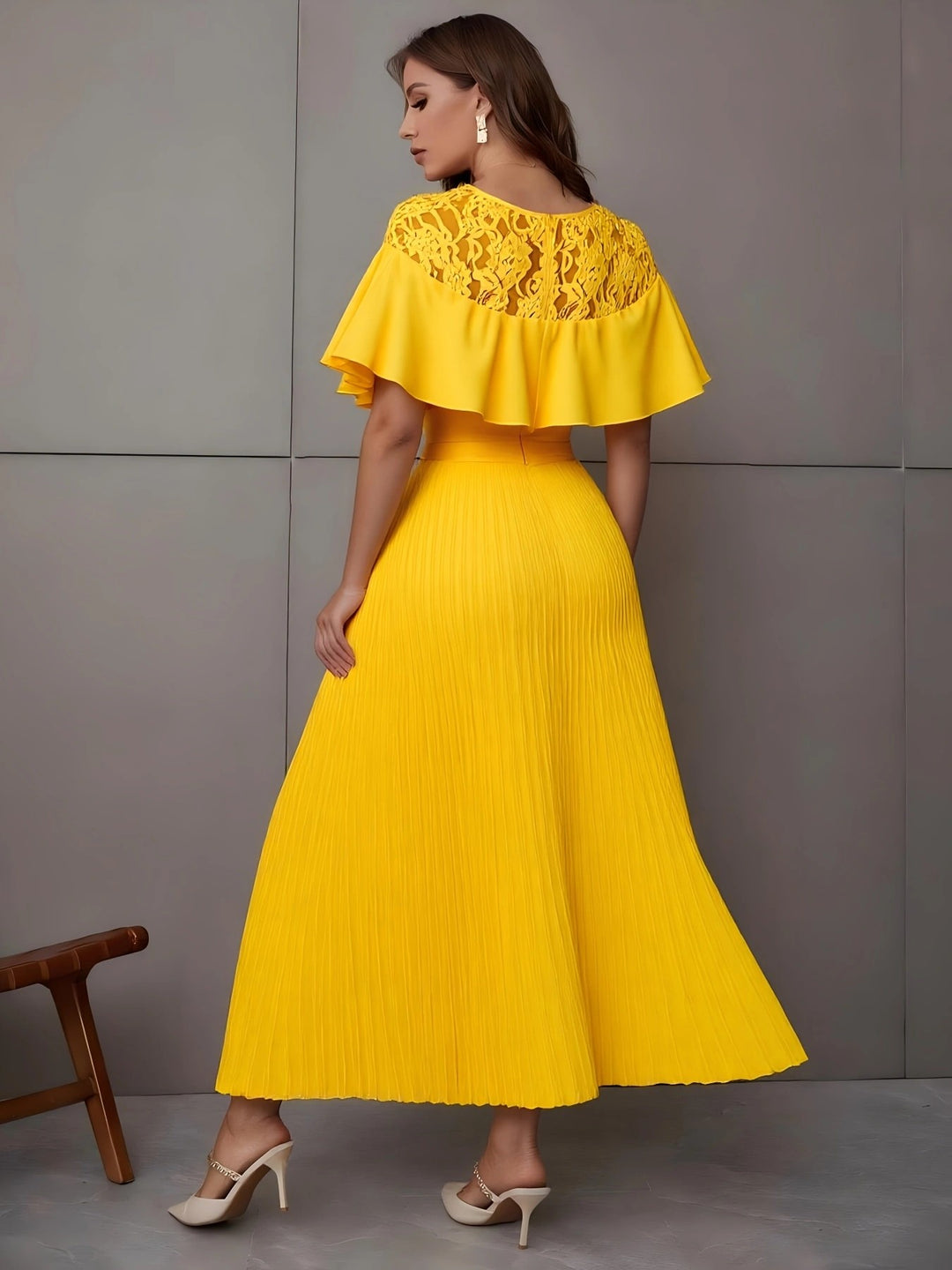 Mustard Pleated Maxi Dress