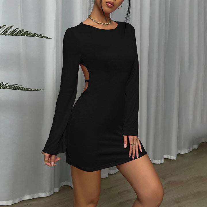 Black Bell Sleeve Fitted Dress