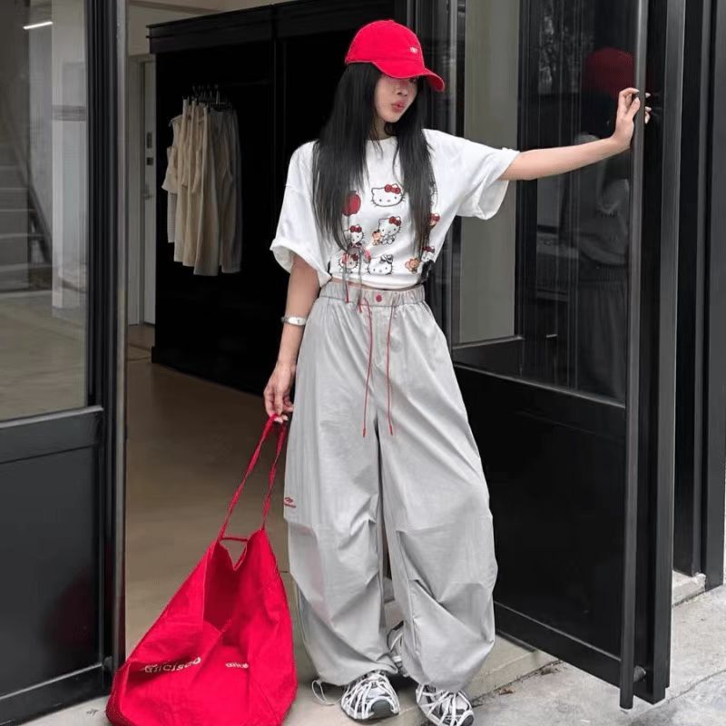 Grey Ultra Baggy Cargo Parachute Pants