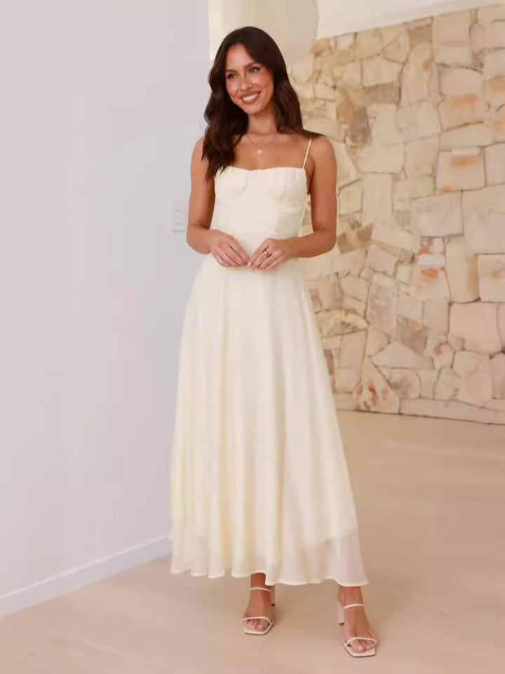 White Bustier Top Flowy Dress