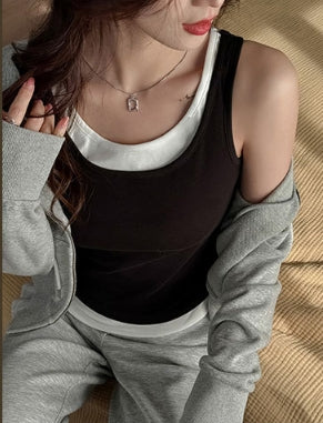 Black Twofer Look Tank Top