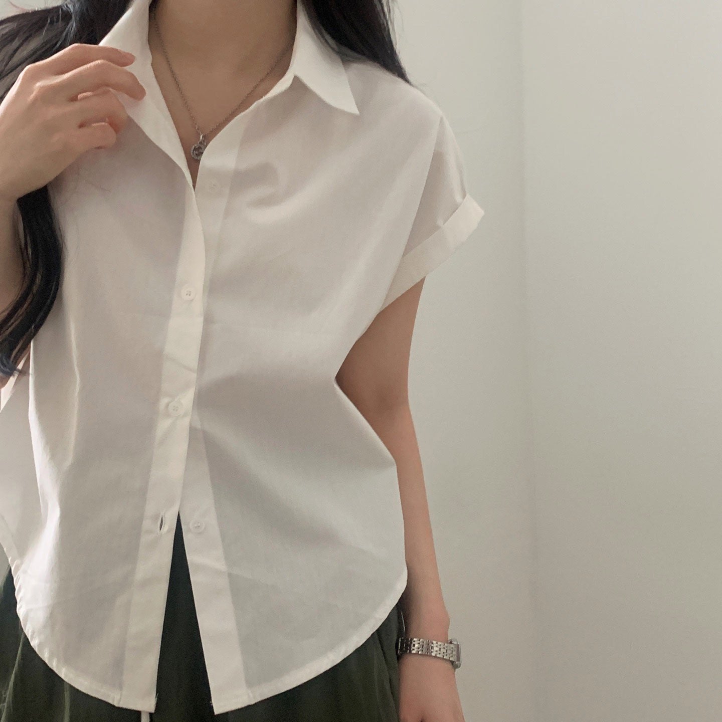 White Relaxed Sleeveless Shirt