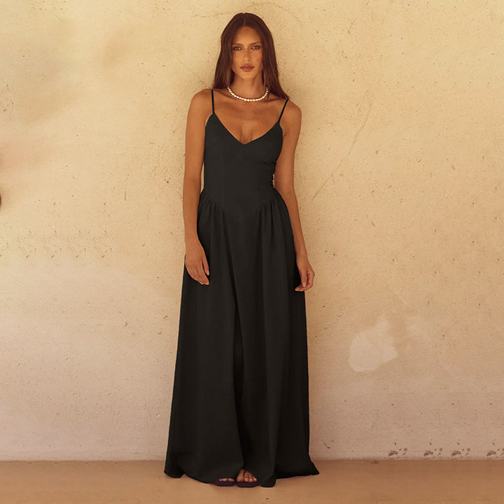 Black Pointed Waistline Dress