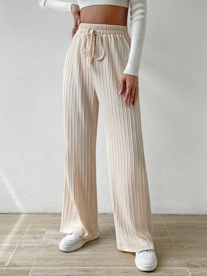 Cream Regular Fit Drawstring Joggers