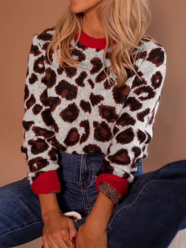 White Full Sleeves Printed Sweater