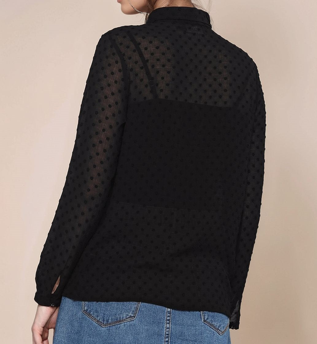 Black Full Sleeve Front Buttoned Shirt