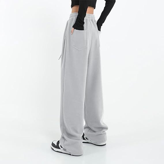 Grey Elasticated Wide Leg Joggers