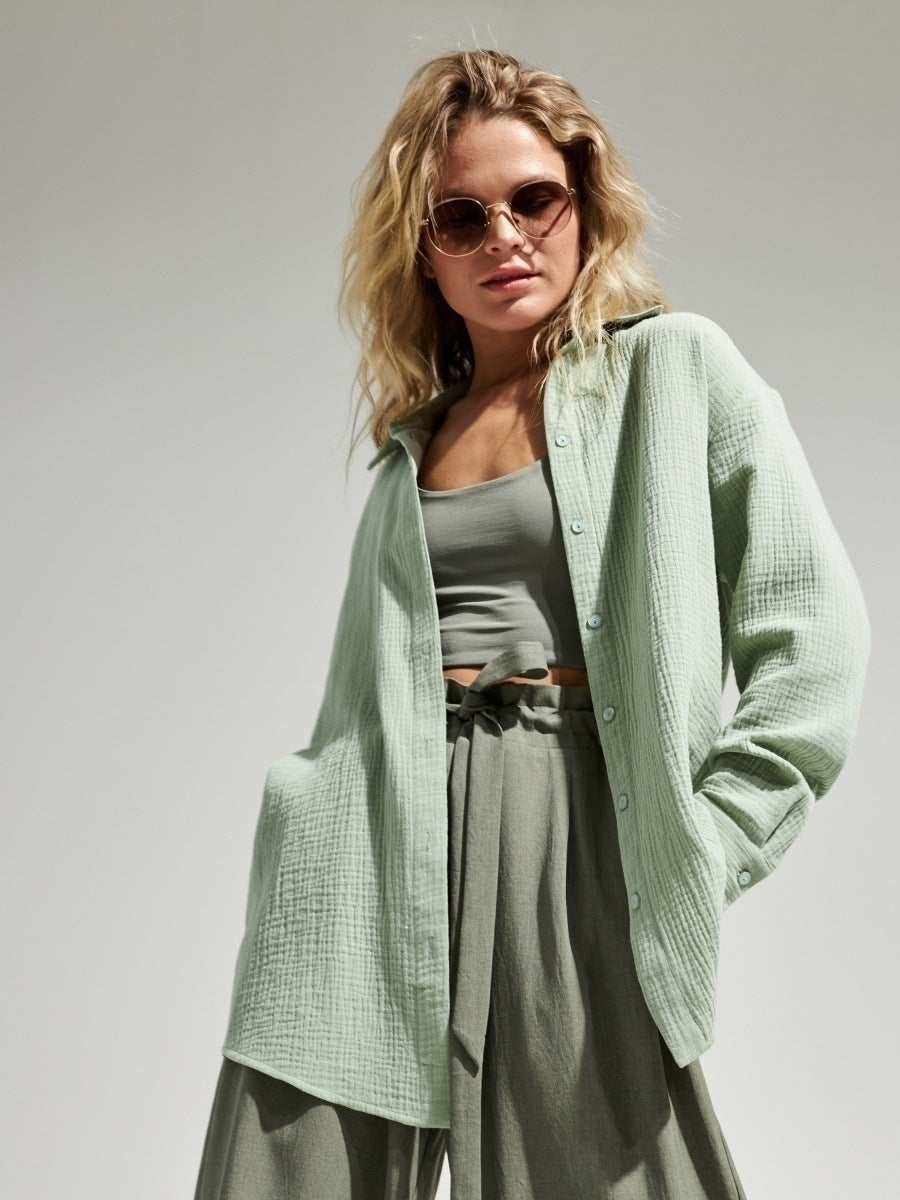 Aqua Full Sleeve Collarded Solid Shirt