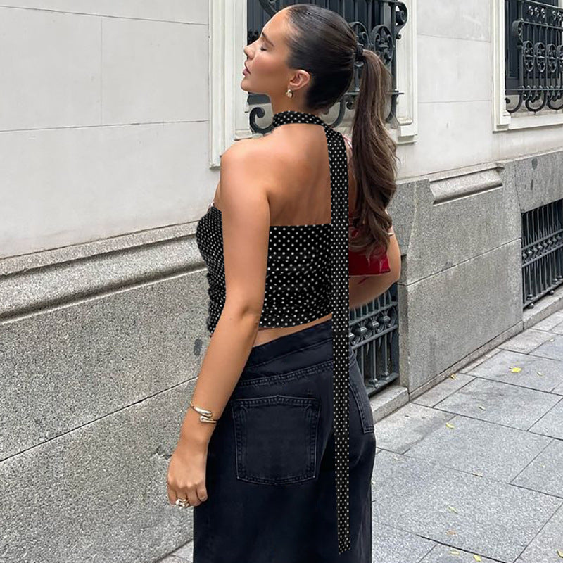 Black Polka Dot Tube Camisole