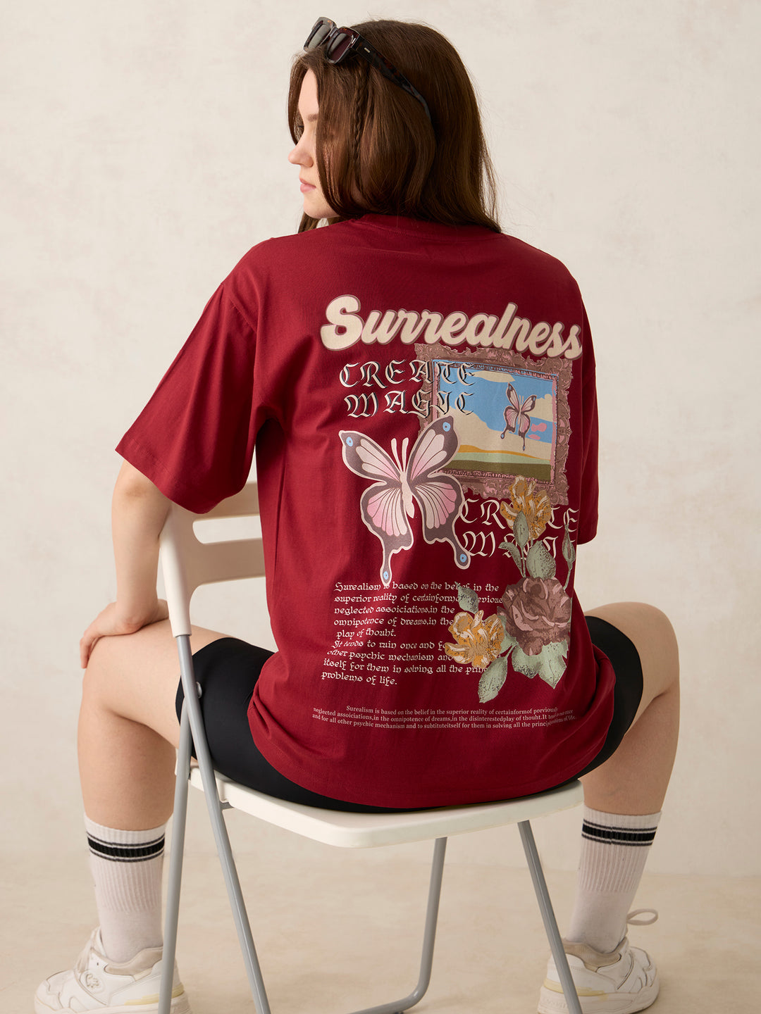 Maroon Graphic Oversized T-Shirt