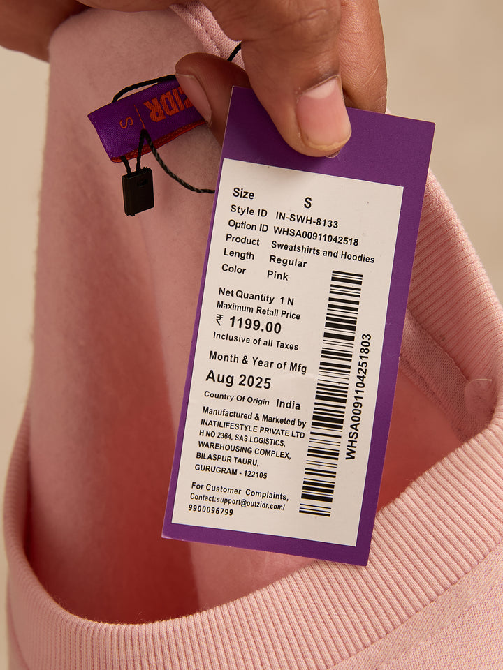 Pink Sequined Bow-Detail Russian Fleece Sweatshirt