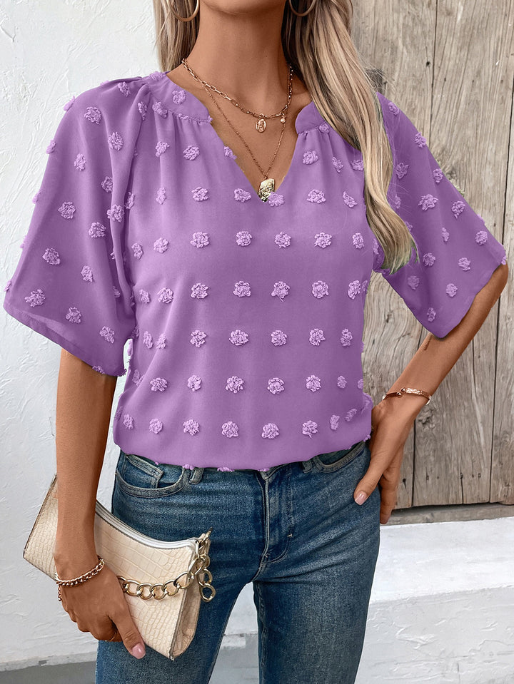 Purple V- Neck Short Sleeve Top