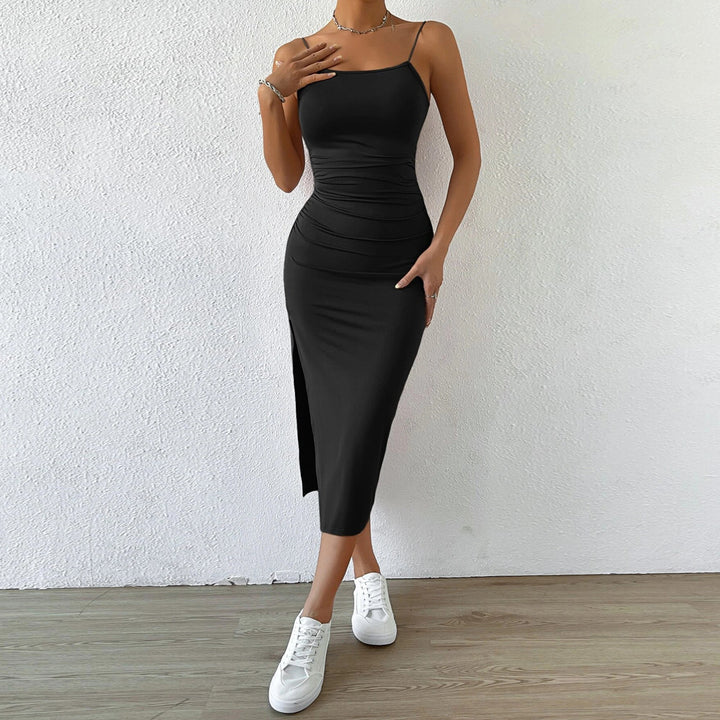 Black Spaghetti Strap Backless Dress