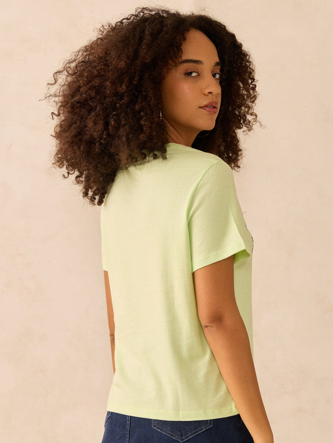 Lime Regular Fit Graphic Tshirt