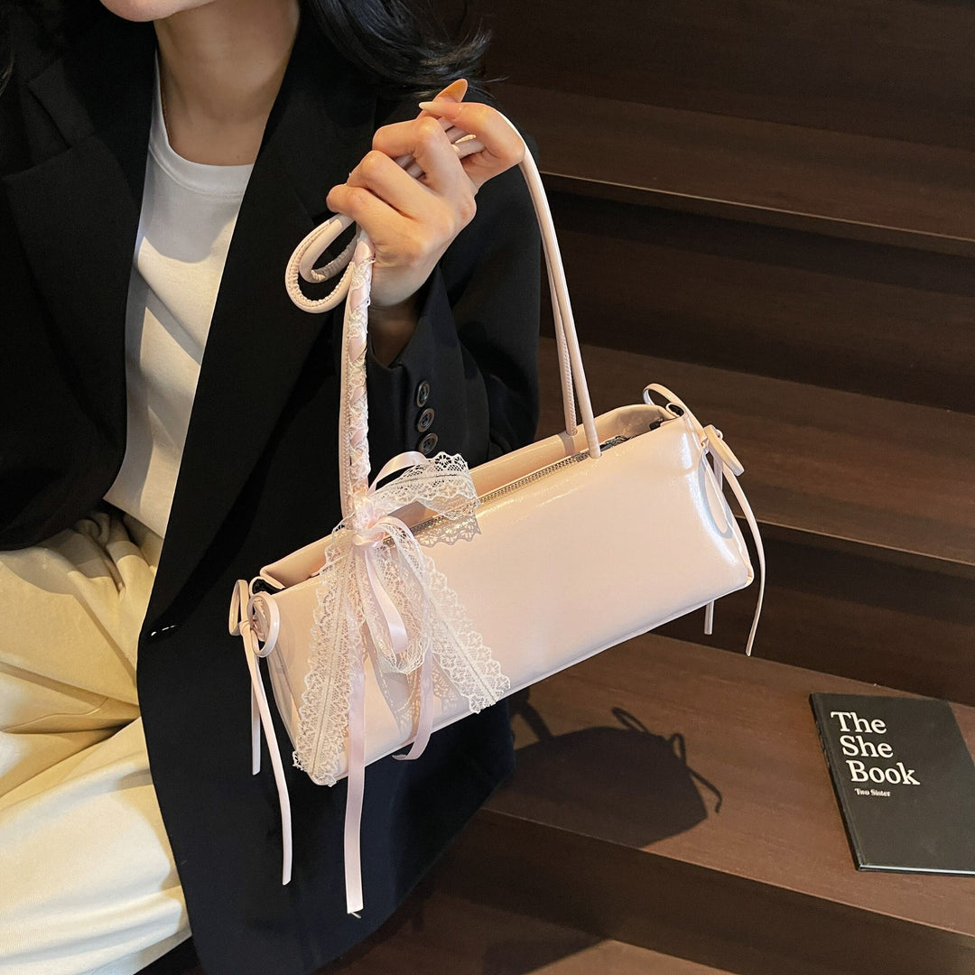 Pink Lace Bow Shoulder Bag