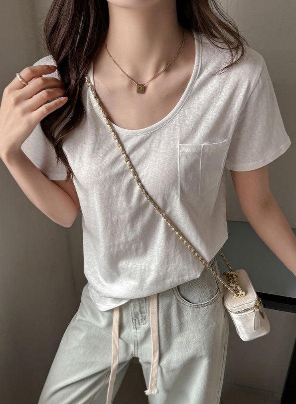 White Scoop Neck Relaxed Fit T-Shirt