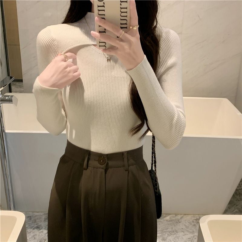 Beige Cut Out Knit Top