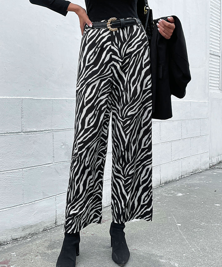 Black Printed Wide Leg Pant