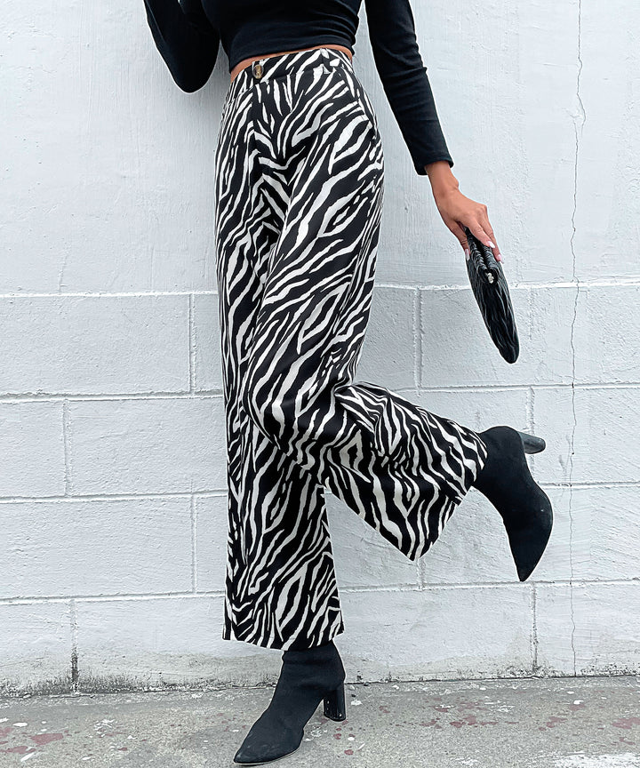 Black Printed Wide Leg Pant