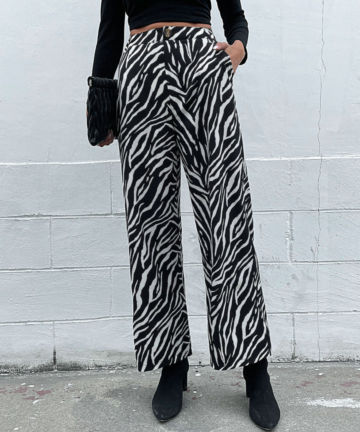 Black Printed Wide Leg Pant