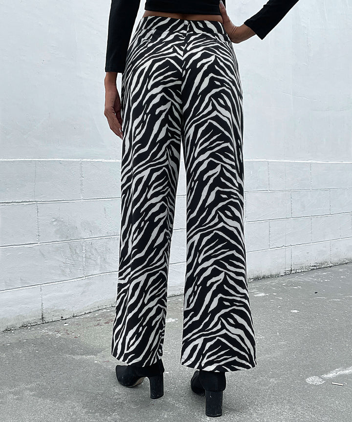 Black Printed Wide Leg Pant