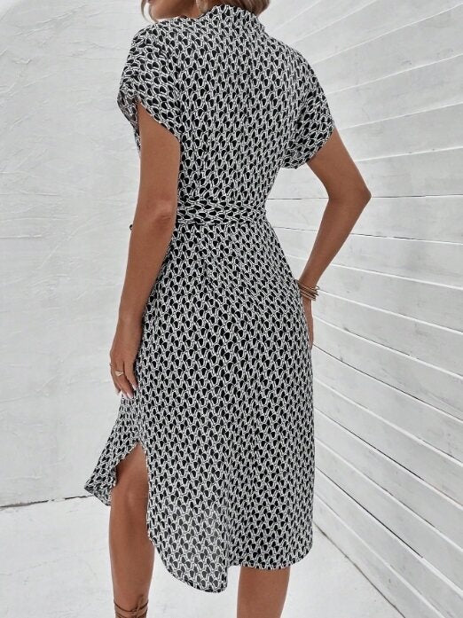 Black Printed Shirt Dress