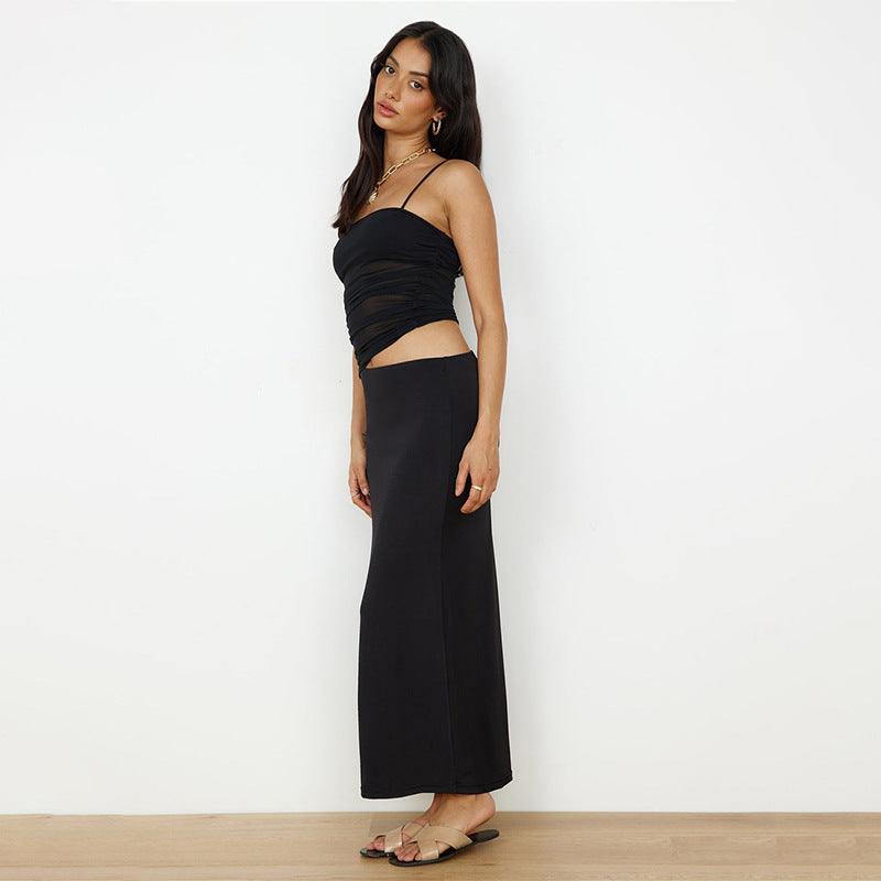Black Strappy Cut Out Mesh Dress