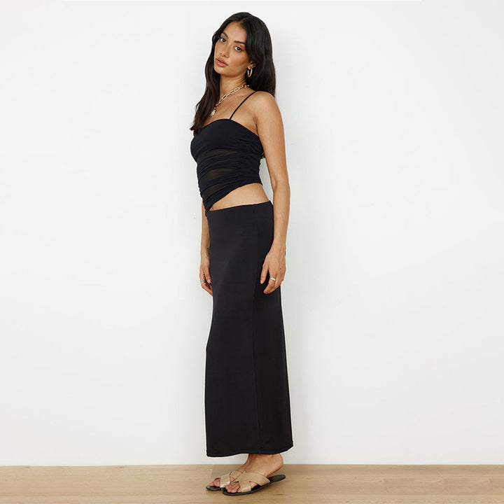 Black Strappy Cut Out Mesh Dress