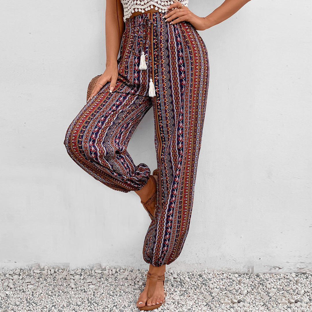 Multi Abstract Printed Drawstring Jogger