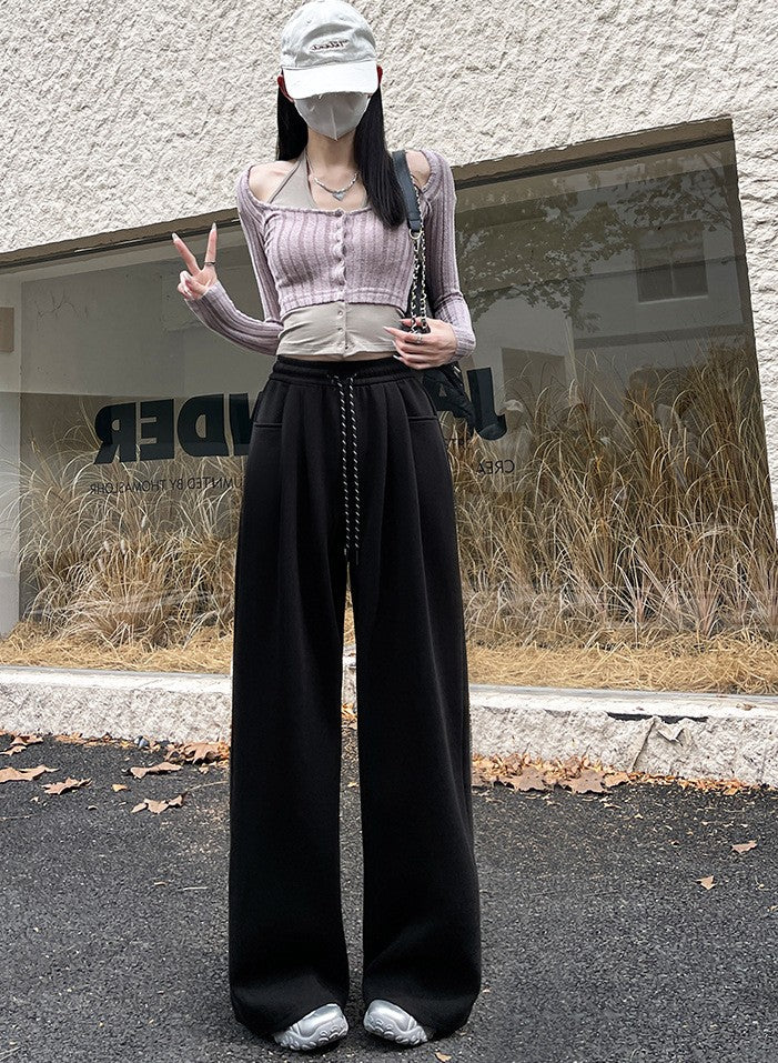 Black Elasticated Drawstring Baggy Fit Joggers