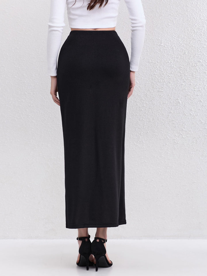 Black Maxi Fitted Skirt