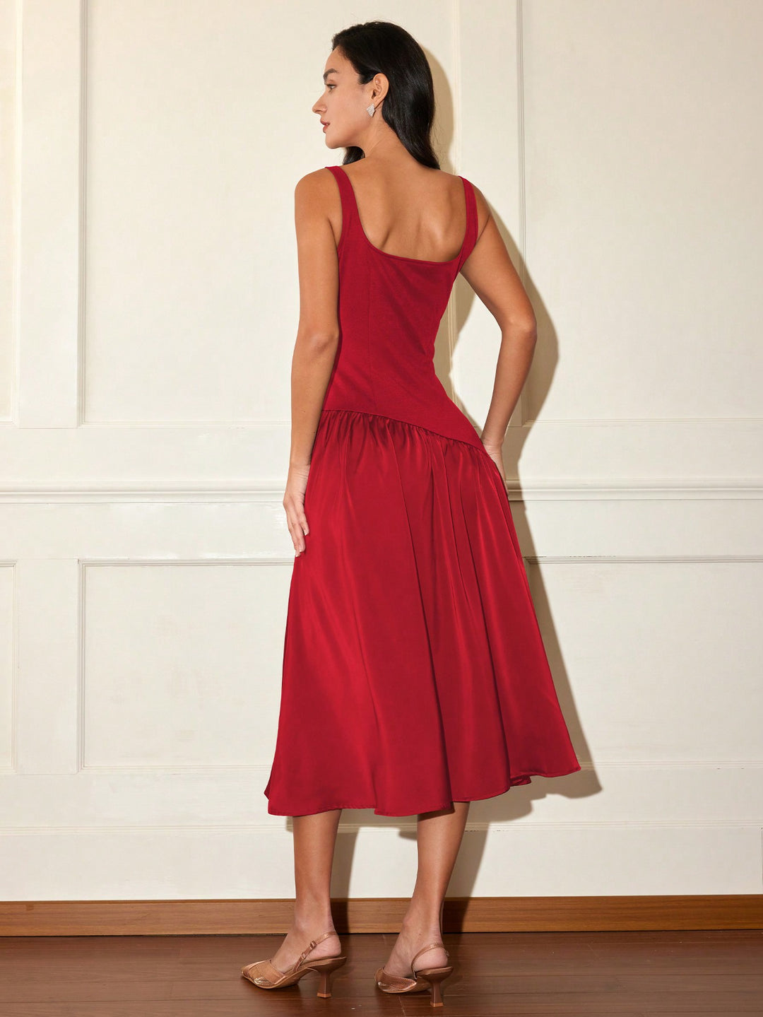 Red Flare Hem Sleeveless Dress