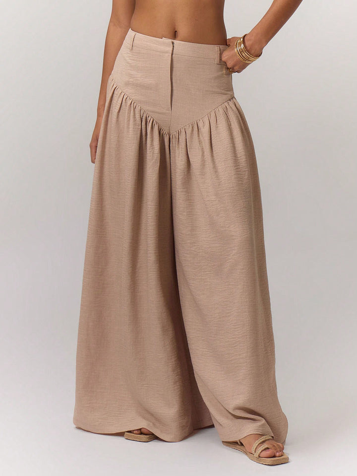 Khaki Ultra Baggy Pointed Waistband Pant