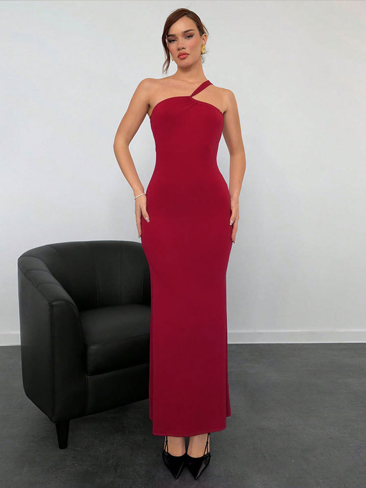 Red Strapless Fitted Dress