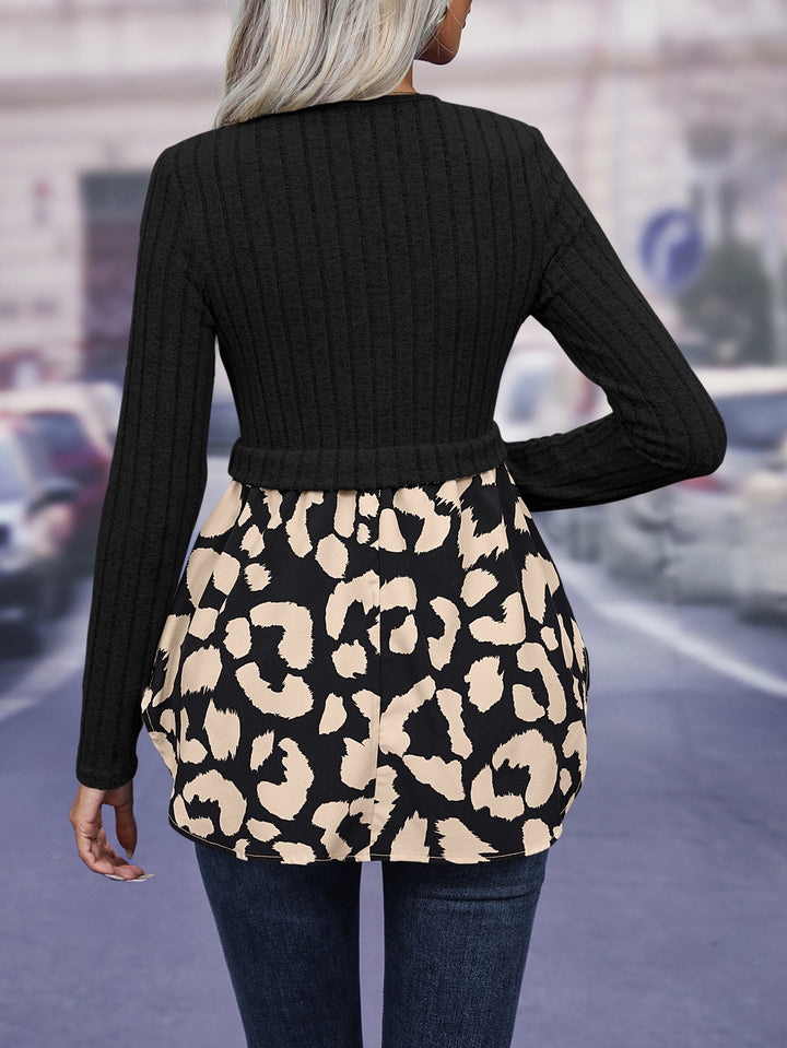 Black Round Neck Ribbed Top