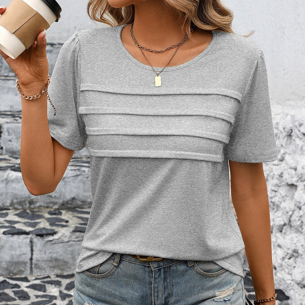 Grey Front Striped Top