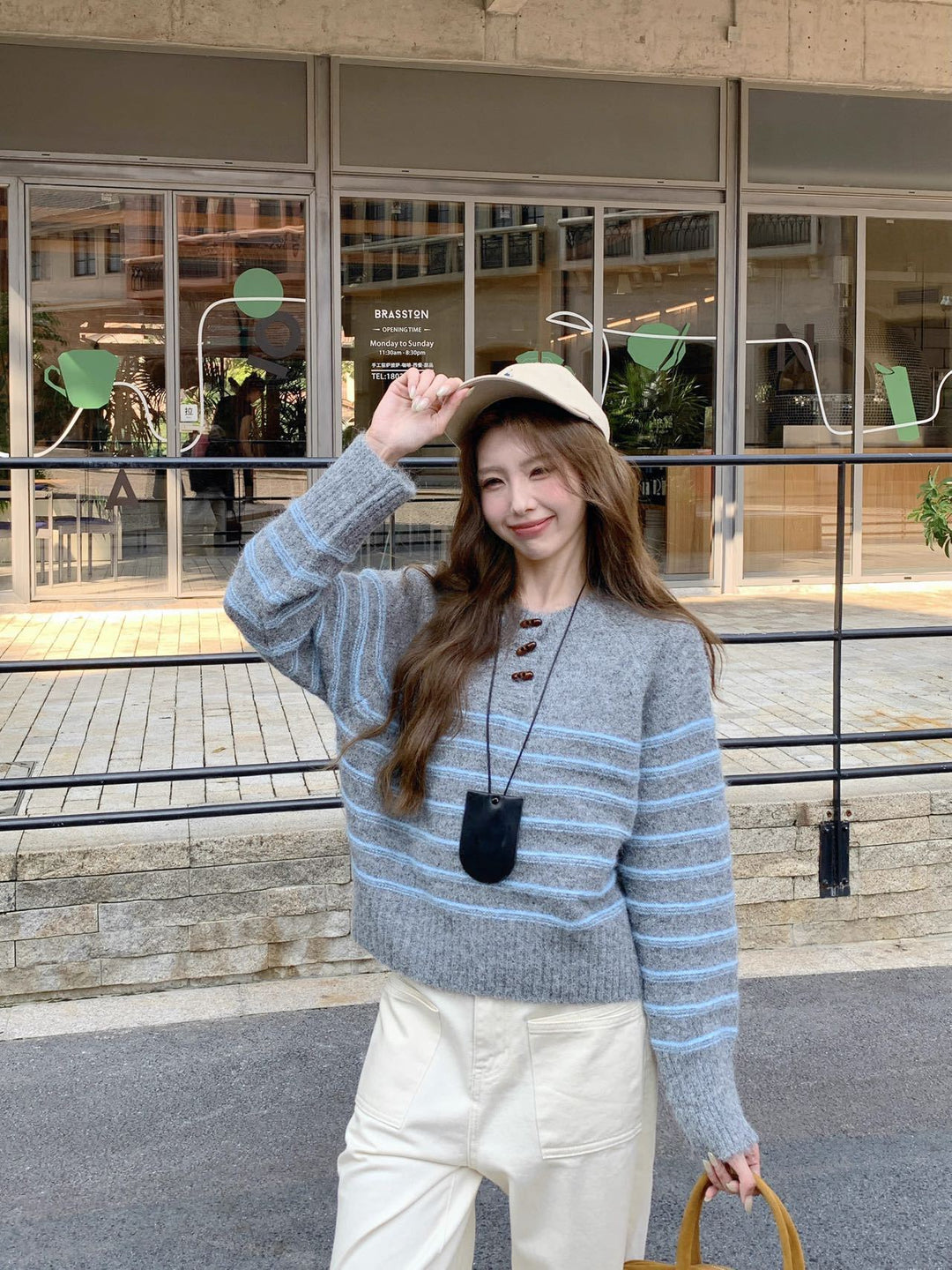 Grey Full Sleeve Striped Sweater