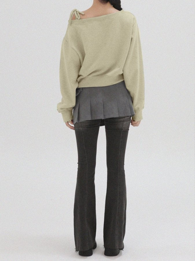 Grey One Cold Shoulder Printed Sweatshirt